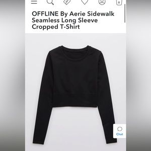 Blue OFFLINE By Aerie Sidewalk Seamless Long Sleeve Cropped T-Shirt size XL